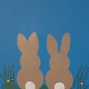Bunnies with flower